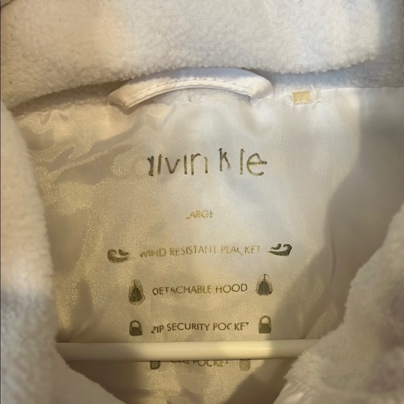 Calvin Klein Ivory Puffer Vest with Hood - Picture 2 of 3